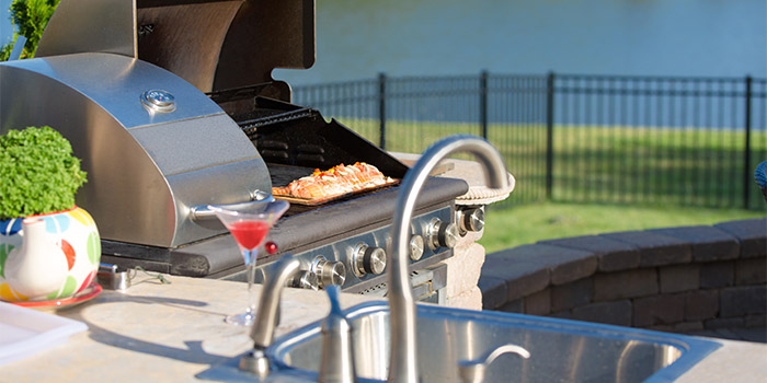 Barbecue Grill in Outdoor Kitchen